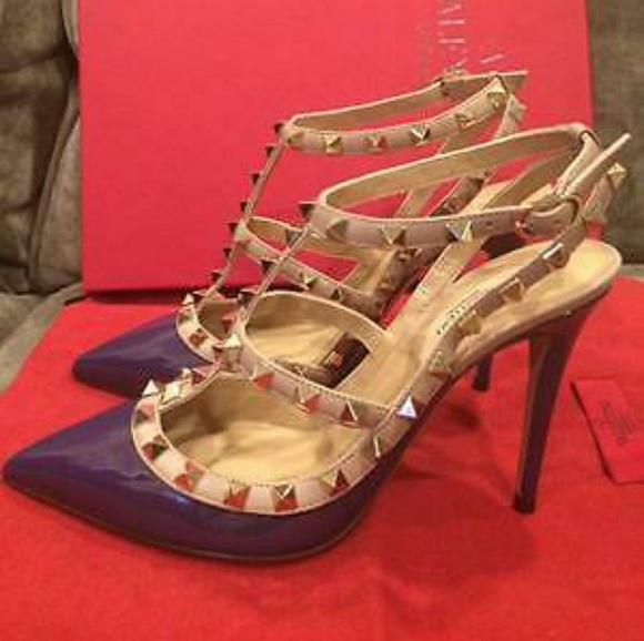 VALENTINO Garavani Rockstud Patent Purp/Nude Pumps - Picture 3 of 11